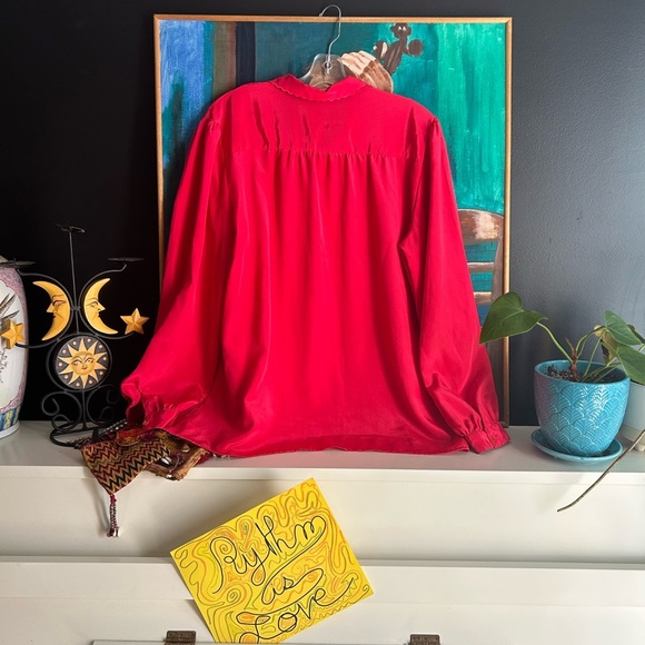 Vintage Red Blouse with Embroidered Details 18 - Picture 7 of 16
